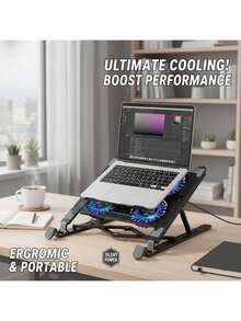 1 pieza Nuevo soporte de refrigeración para portátil semiconductor de verano, soporte portátil plegable con refrigeración por aire, soporte de refrigeración para ordenador portátil - Negro - Ver 2