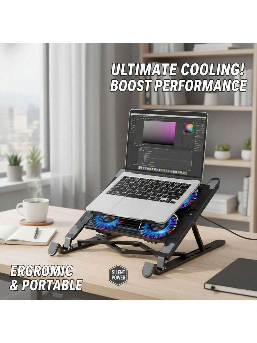 1 pieza Nuevo soporte de refrigeración para portátil semiconductor de verano, soporte portátil plegable con refrigeración por aire, soporte de refrigeración para ordenador portátil
