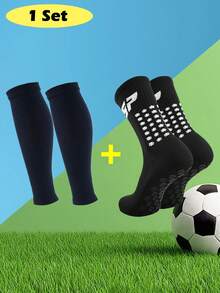 4 Pairs Men's Football/Basketball Socks With Anti-Slip Grip Pads, Sports Socks With Traction - Multicolor - View 17