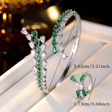 2pcs Elegant Rhinestone Water Drop Bracelet And Ring Set, Suitable For Workplace, Gala, Party And Formal Occasions - Bracelet Ring Set - View 6