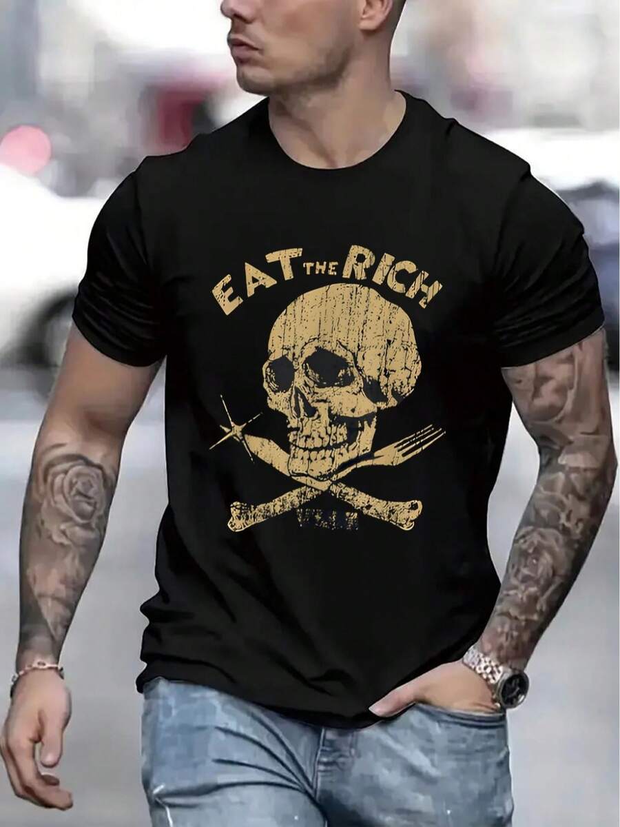 Men's Casual Short Sleeve T-Shirt, 1 Piece, 100% Heavy Cotton - Comfortable Crew Neck, Soft And Adorable T-Shirts, Loose And Comfortable - Back - View 1