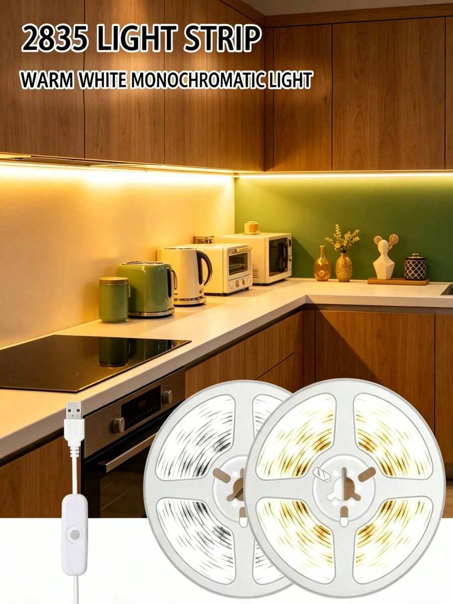 1 Gulungan 3,28 kaki, 2 Gulungan 32,8 kaki, Lampu Strip LED Putih/Putih Hangat 5V dengan Tombol Saklar, Lampu Strip LED USB 2835 LED, Lampu Strip Fleksibel USB Cocok untuk Dekorasi Rumah, Dapat Digunakan untuk Lampu Latar TV, Kamar Tidur, Lemari Pakaian, Dapur, Kabinet, Pencahayaan DIY, Lampu Latar TV, Pencahayaan Dekorasi Kamar Tidur dan Dapur, Lampu Dekorasi Cermin
