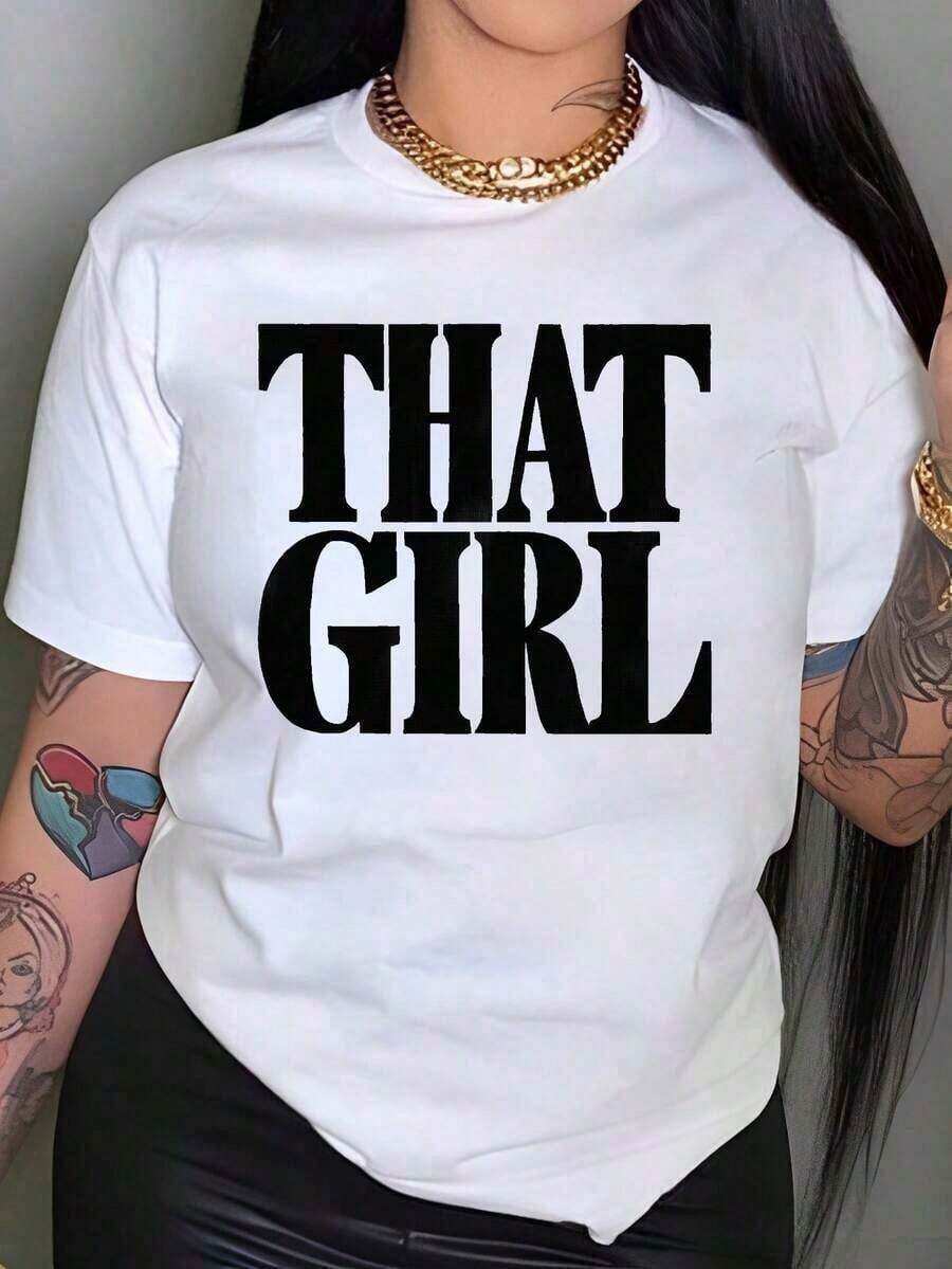 Women's Graphic Print Cotton T-Shirt - Casual Short Sleeve Crew Neck T-Shirt With Bold Geometric Lettering, Breathable And Soft, White, For Spring/Summer Casual Wear, Summer T-Shirt, Semi-Sheer Material, 100% Cotton - High Quality - 白色 - 查看 1