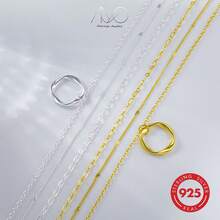 1pc Fashion Multi-Layer Stacking Rings 925 Silver Necklace For Women, Personalized Hiphop Everyday Party Gift - Silver - View 4