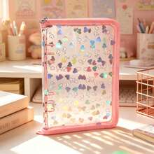 6 Colors A5 PVC Photocard Binder Holographic Heart Clear Photo Album Sticker Organizer Book With Zipper 6-Ring Loose Leaf Collect Book - A5 - View 7