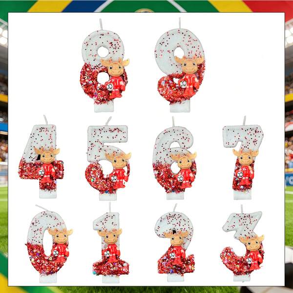 2026 FIFA World Cup Digital Birthday Candle Mascot DIY Cake Handmade Candle Customized First Birthday Decoration