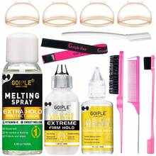 Goiple Waterproof Lace Glue Kit Wig Lace Bond Melting Spray Extra Hold For Lace Front Glueless Adhesive,Includes Lace Melting And Holding Spray,Wig Glue,Adhesive Remover,Rat Tail Comb,  Double Sided Brush,Eyebrow Trimmer,Elastic Hair Band,HD Wig Caps - 100ml - Xem 11