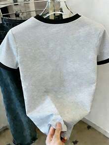 Camiseta casual para mujer - Camiseta de bloques de color con estampado de patrón de Nueva York, top ligero de verano para uso diario - Multicolor - Ver 2