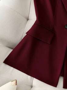 Chaleco sin mangas de unicolor y estilo minimalista para mujer, elegante - Burdeos - Ver 5
