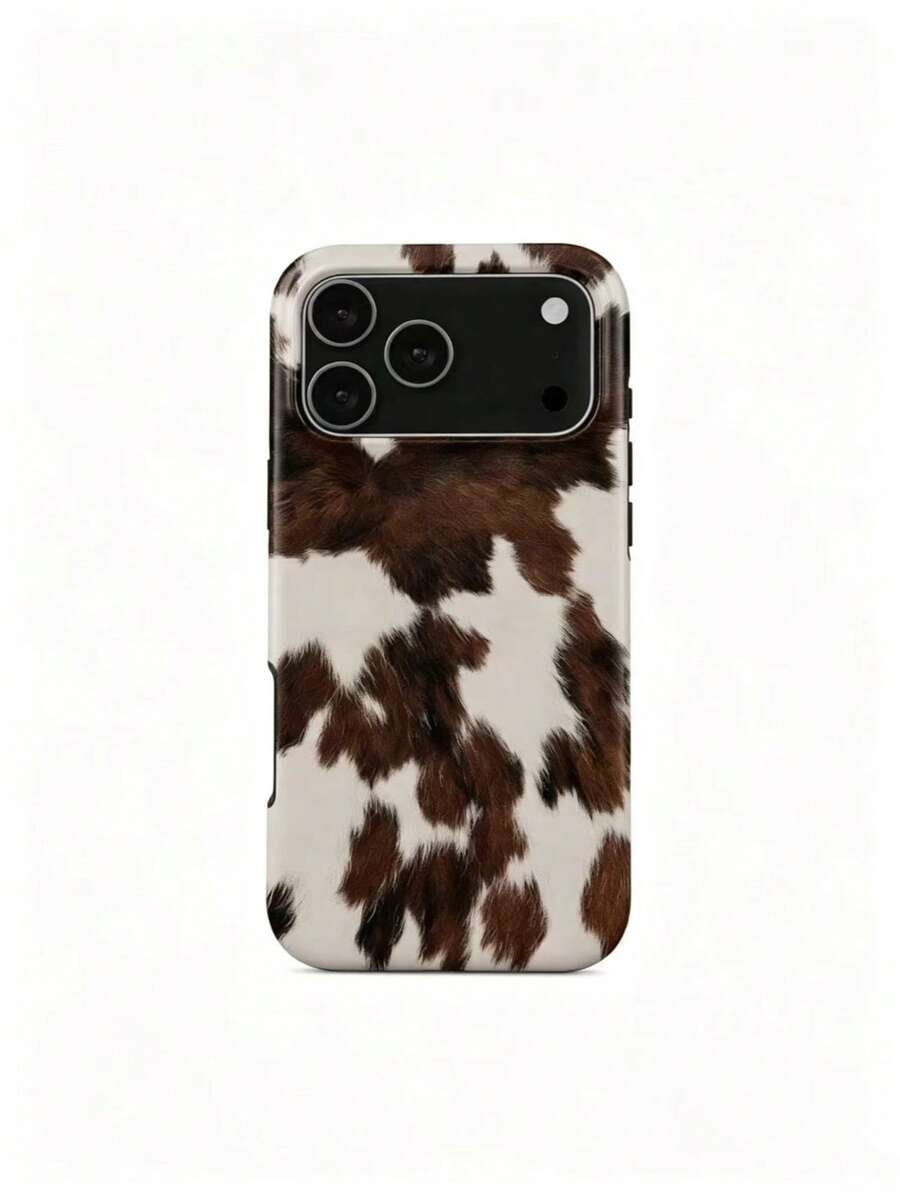 Celestial Case | Brown Cow Print Faux Fur Cover For 17 - 11 Pro Max | High Quality | Teenage Girl Gift,Suitable For IPhone 17 Air - White 1 - View 1