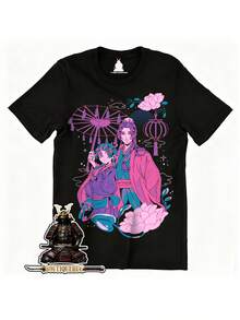 Camisetas de Anime |   Camiseta Unisex de Manga, Top de Animación Japonesa, Cosplay para Hombres y Mujeres |   Cuello Redondo, Estampado de Dibujos Animados, Tela Ligeramente Elástica, Corte Regular - Negro - Ver 6