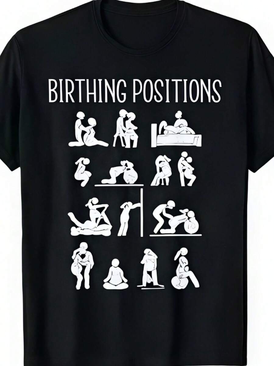 Camiseta Unisex para Parto - Camiseta de cuello redondo ultra suave y transpirable, adecuada para el embarazo, el cuidado prenatal y el uso diario. Diseñada para futuros padres, esta camiseta que absorbe la humedad es lavable a máquina y es imprescindible para todas las estaciones. - Negro - Ver 1