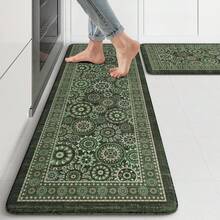 KIMODE Anti Fatigue Kitchen Mats Floor Cushioned Boho Kitchen Rugs Foam Kitchen Floor Mats Standing Desk Mats Laundry Office Sink Green 17x47+17x29 D8IP - Blue - View 1