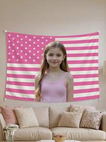 1 Stück personalisierter USA Flagge Portrait Wandteppich, kreativer amerikanischer Flagge personalisierter Polyester dekorativer Wandbehang, Familie Freund Paar Muster Wandteppich, Wohnzimmer Schlafzimmer Büro Heim Dekoration / Raumdekoration / Party Dekoration - Verschiedenfarbig - Übersicht 5