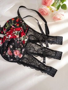 3件装女士印花蕾丝拼接钢圈舒适大码文胸 - 彩色 - 查看 6