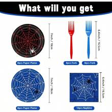 48Pcs Cartoon Spidey - Themed Birthday Party Supplies Happy Birthday Plates And Napkins Set Web Shower Decorations Spider Party Decorations - trắng4 - Xem 2