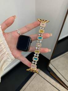 1条女童大号立方氧化锆弹力手链，兼容45mm、44mm、40mm、49mm、46mm、41mm、38mm、42mm表带，不锈钢表带，适用于小米Series 11、10、Ultra、9、8、7、6、SE、5、4、3、2、1、18mm、20mm、22mm表带，适用于小米3/4 Pro、8-9、10-11、小米8/9、小米8/9 Pro、 4/5/6，通用表带 - 彩色 - 查看 4
