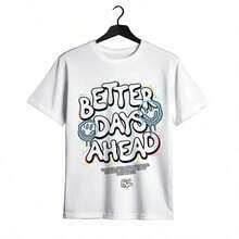 Tops para mujer estampada para mujer, para chicas, con el eslogan positivo Un Mejor, decoraciones de grafiti y corte holgado.Adecuado para la vuelta al cole, el skateboarding y el uso casual diario, perfecto para el verano. - Blanco - Ver 2