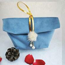 1PC 5CMx15.5CMx9.5CM Faux Pearl Pompom Decorative Gift Bag Pink Polyester For Jewelry Storage Cosmetic Travel Wedding Holiday Party - Multicolor - View 9