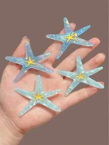 4 piezas de Pinzas para el cabello con forma de estrella de mar de colores, estilo de vacaciones - Multicolor - Ver 8
