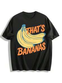 Camiseta Casual , Nueva Camiseta de Verano Holgada con Estampado y Cuello Redondo, Camiseta Gráfica Divertida "That's Bananas", Camiseta Retro con Meme de Fruta para Mujeres y Hombres, Camiseta Vintage para Amantes de las Bananas, Camiseta de Comida para Chicas, 100% Algodón, Duradera - Negro - Ver 7