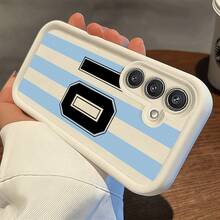 Fanahat-Phone Case: Number Stripes Jersey Design of Black And White Phone Case, Made from Soft TPU Material, Offering High Quality And Protection, Compatible with Samsung Models A01, A03s, A04s, A05, A05s, A07, A13, A14 4G, A14 5G, A15 4G, A15 5G, A16 5G - Beis - Ver 7