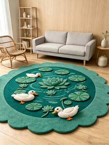 1pc Duck Pond Decorative Floor Mat, Bedroom Decor Rug, Living Room Carpet, Washable Carpet, Graduation Gift - Multicolor - View 3