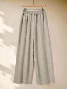Pantalones casuales de unicolor para mujer, aptos para el verano - Caqui 2 - Ver 2