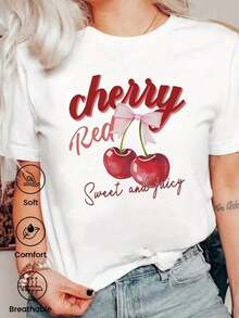 Camiseta de manga corta estampada de moda primavera-verano 2026, fabricada en México, decorada con patrones de dibujos animados. Adecuado para uso en interiores y exteriores. Prenda única, diseño clásico de cuello redondo, una opción ideal para el lugar de trabajo y ocasiones informales. - Blanco - Ver 7