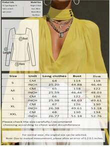Blusa de mujer de manga larga de gasa, top semitransparente de cuello en V profundo, adecuado para ocasiones formales de primavera - Amarillo - Ver 4