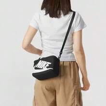 Nike Túi đeo vai, túi đeo chéo, túi xách tay mới dành cho nam và nữ. Kích thước xấp xỉ: 20*8*15cm - Đen và trắng - Xem 9