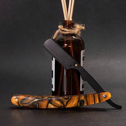 1 Dao Cạo Râu Nam Cán Thẳng, Lưỡi Thép Không Gỉ, Dao Cạo Gập Được Kèm Giá Đỡ Hình Mamasus - Dao cạo gập được thích hợp để tỉa râu, cạo mặt, tỉa lông mày. Chỉ bao gồm cán dao cạo, không bao gồm lưỡi dao.