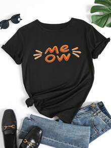 251226SL167 Camisetas Casuales de Manga Corta para Mujer, Cuello Redondo, Tops Casuales de Manga Corta, Cuello Redondo para Primavera, Verano y Otoño - Ropa de Moda para Mujer para Atuendos Casuales, Tallas Estándar B1, Camisetas de Cuello Redondo - Negro - Ver 2
