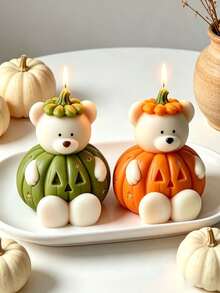 1pc Pumpkin Bear Shaped Silicone Mold, Perfect For Creative Stacking Pumpkin Bear Decoration, Suitable For Resin Casting Process, Fun Animal Pumpkin Decoration, Suitable For Halloween Parties And Home Decoration, Made Of Soft And Durable Silicone Material - Pumpkin Bear Mold - View 5