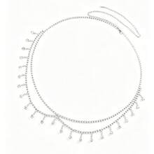 Women's Multifunctional Tassel Silver Rhinestone Waist Chain, Vintage Waist Belt, Suitable For Weddings, Daily Wear, Dates And Parties - Silver - View 3