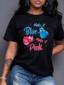 Two Colorful Fairies Clashing, Their Magic Amidst Blue And Pink With Bright Sparkles Symbolizing Fun And Harmony. Contrasting Casual Short-Sleeved T-Shirt For Women, Comfortable For Everyday Wear. Elegant Women's T-Shirt. - 黑色 - 查看 7