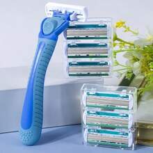 Ladies' Razor For A Sleek And Pleasant Shaving Experience - Made Of Stainless Steel With Six-Layer Blades, And A Non-Slip Grip, Comes With Extra Blades For Men'S Travel Shaver, Face Razor, Hair Removal, Shaver For Women - Multicolor - View 5
