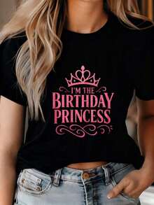 Camiseta de Fiesta de Cumpleaños de Princesa para Niña - Negro - Ver 1