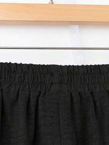 Pantalones casuales de unicolor para mujer, aptos para el verano - Negro 3 - Ver 6