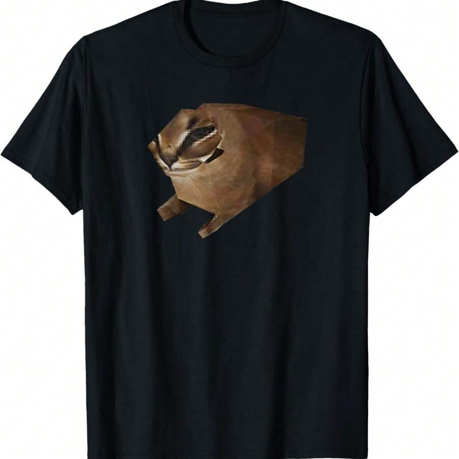 Big Floppa Meme Low Poly Floppa Meme Cat T-Shirt - Black - View 1
