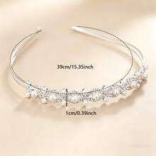 1 pieza Diadema de lujo francesa de doble capa con perlas y rhinestones, tocado nupcial romántico para boda, versátil para graduación, baile de graduación, fiesta, cita, sesión de fotos - Blanco - Ver 2