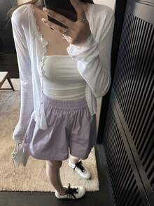 春夏 柔らか薄手uvカットカーディガン 肌触り快適 薄手 アウター 可愛い レース編み トップス 紫外線対策 カーディガン 着痩せ 百掛け シャツ 冷房対策 通勤 通学 ビーチ 海辺 デート カジュアル ボタンフロント デイリー 学校 - ホワイト - チェックする 2