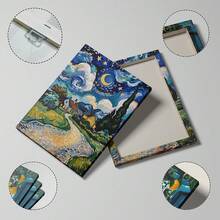 Tranh phong cảnh đêm đầy sao theo phong cách Van Gogh, tranh in trên vải bố, tranh tường nghệ thuật nông thôn, tranh trang trí nhà cửa cho phòng khách, phòng ngủ, văn phòng, không khung/có khung/móc treo bằng gỗ. - mẫu - Xem 2