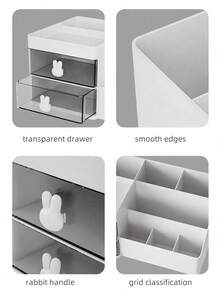 1pc Transparent Drawer Desktop Organizer, Suitable For Office, Student Desk And Other Scenes For Decoration And Storage, Cosmetic Display Rack - Applicable For Vanity, Office, Bathroom Accessories, Home, School, Dorm, Studio - Multicolor - View 2