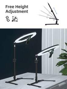 10-Inch Adjustable Brightness Ring Light With Phone Holder, Tripod Stand, Multi-Functional Extendable Tabletop Shooting Bracket, Suitable For Smartphone Live Streaming, Recording, Cooking, Drawing And Photography - Ring Light + Overhead Shooting Stand Kit - View 8