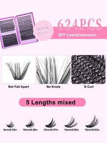 Bộ mi giả D-Curl 640/624 sợi, bao gồm 30D+40D+50D/50D+60D+80D+100D/- Làm thủ công, mi giả D-Curl chất lượng cao, độ cong tự nhiên, bộ mi có thể tùy chỉnh - Tái sử dụng, nhẹ và dễ sử dụng, nối mi, mi tự nhiên, nối mi dài, bộ mi giả - Xem 6