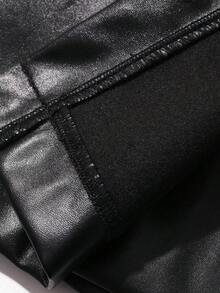 Minifalda ajustado de unicolor de PU para mujer, elegante y sexy para el verano - Negro - Ver 7