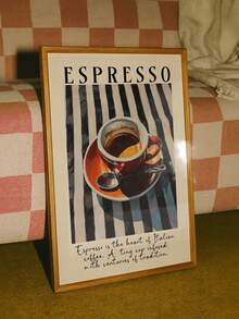 1 cái, Tranh treo tường canvas, Trang trí tường có khung, Tranh tường Espresso Ý cổ điển, Poster ly cà phê sọc xanh retro, Bản in nghệ thuật chủ đề Espresso hoa - Nhiều màu - Xem 6
