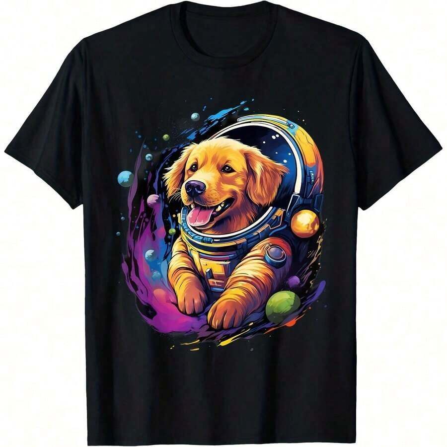GiftSpace Camiseta de Manga Corta con Cuello Redondo para Mujer, Diseño de Astronauta, Estilo Coic Explorer, Impresión a una Cara, Algodón, Suave, para Todas las Temporadas - Color 8 - Ver 1