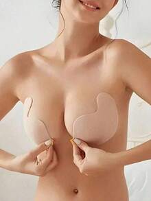 1pc Invisible Strapless Self-Adhesive Bra: Sexy Silicone Breast Pads, Suitable For Strapless Dresses, Wedding Dresses. Enhances Small Breasts, Shows A Fuller Breast Shape. Invisible Mango Cup Bra Inserts - Multicolor - View 3
